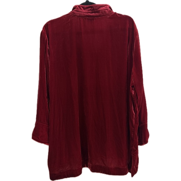 NWT John Mark Elegant Ruby Red Women's Plus Size Stretch Velvet Tunic Top - Picture 3 of 8